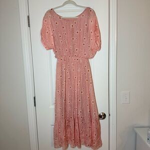 Floral Pink Silk Flowy Dress
